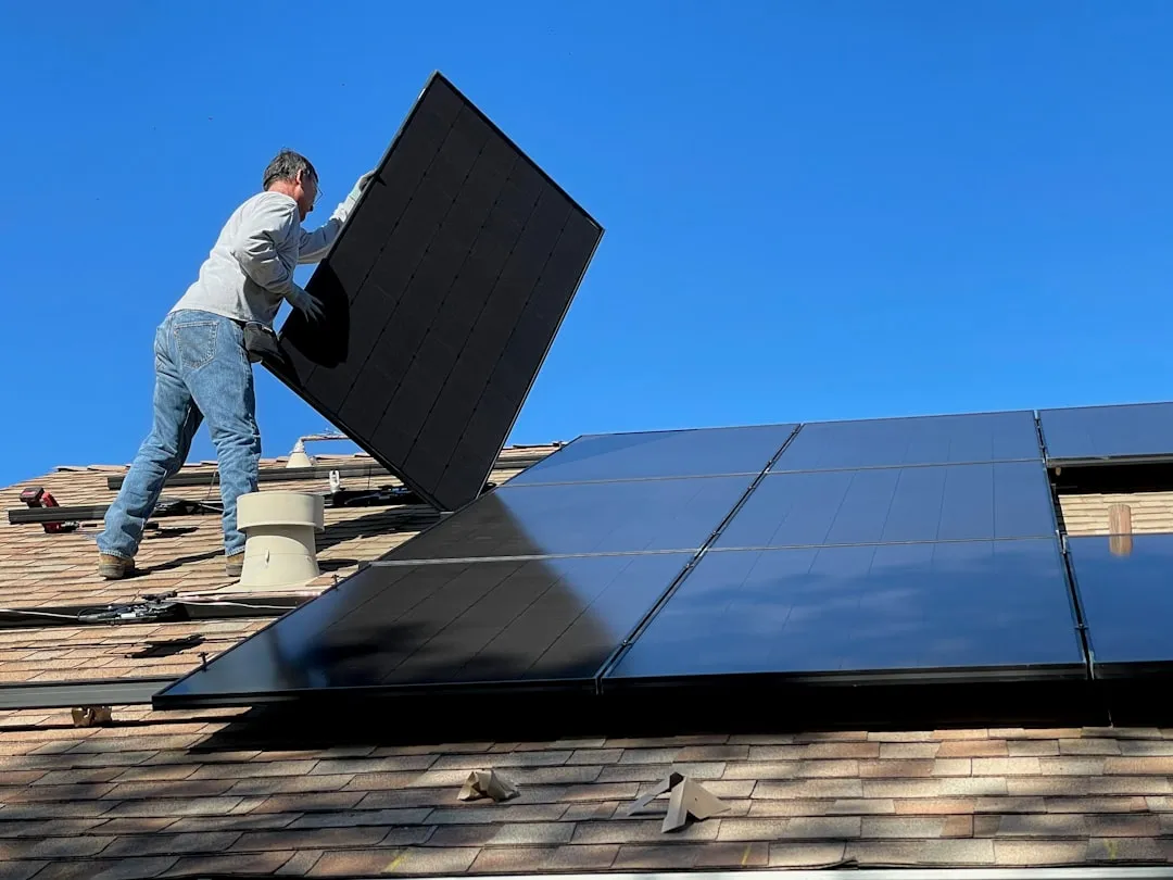Solar panel installation on a rooftop